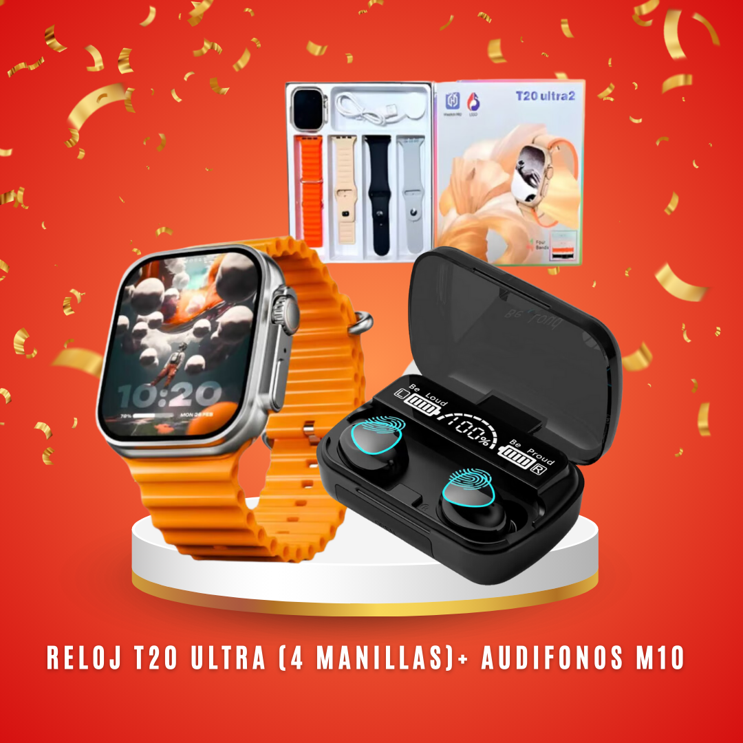 🎅🏻COMBO NAVIDAD SMART WATCH T20 ULTRA + AUDIFONOS M10🎅🏻